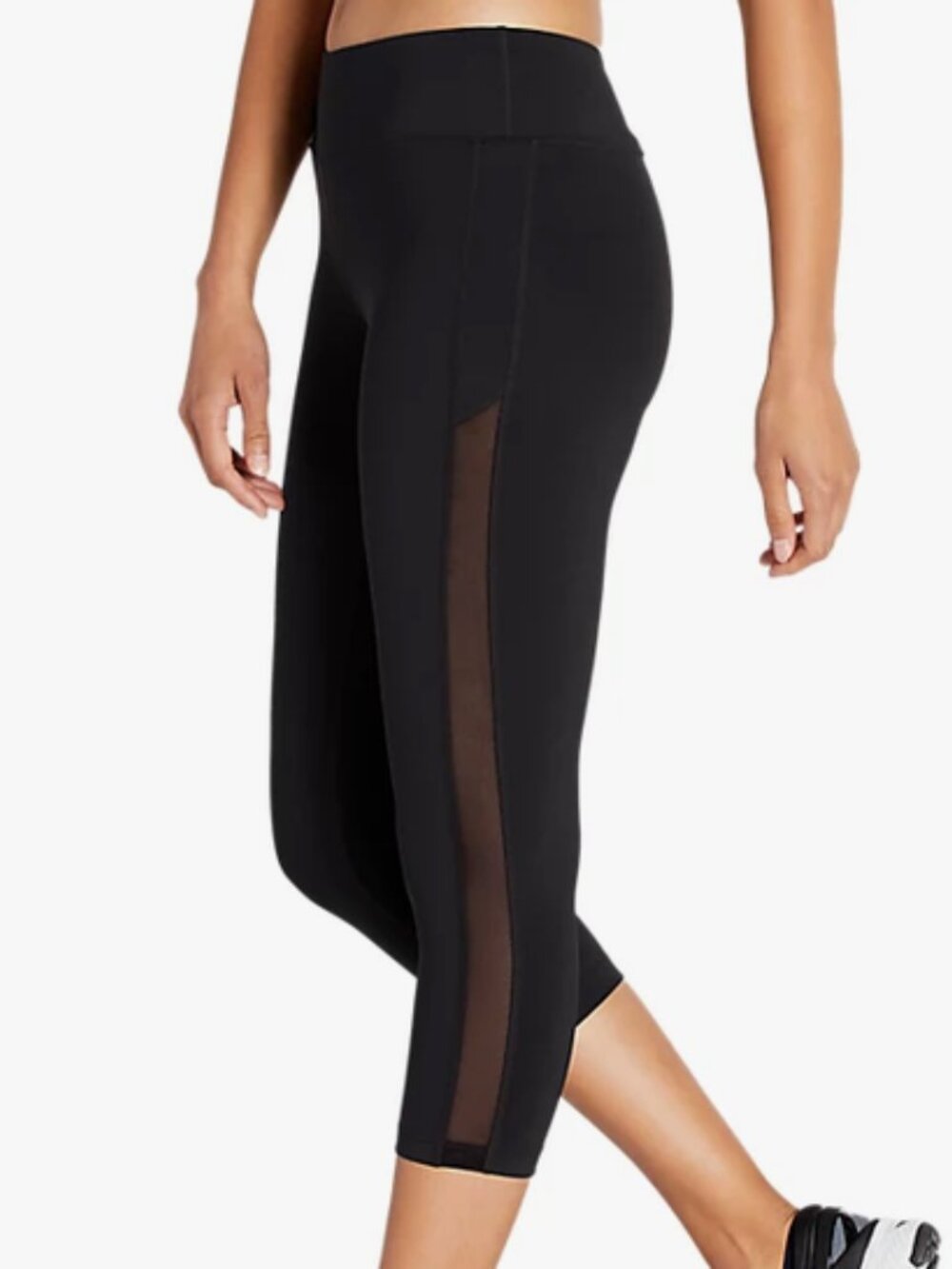 Asics Black Capri Leggings with mesh details